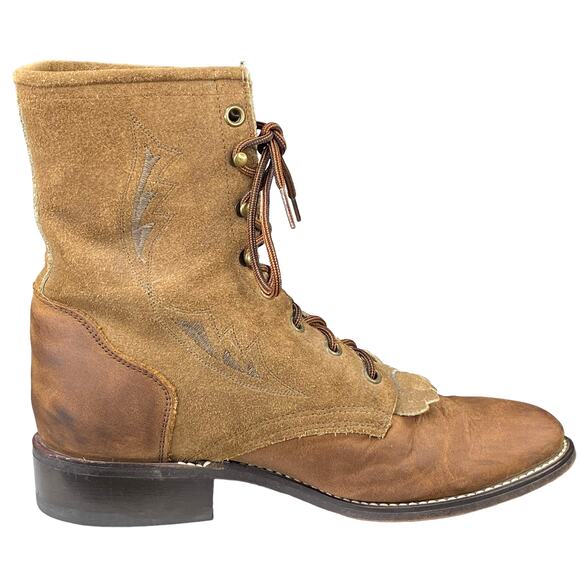 Laredo Women's Roper Brown Leather Suede Lace Up Wester Boot Size US 7.5 - Picture 4 of 10